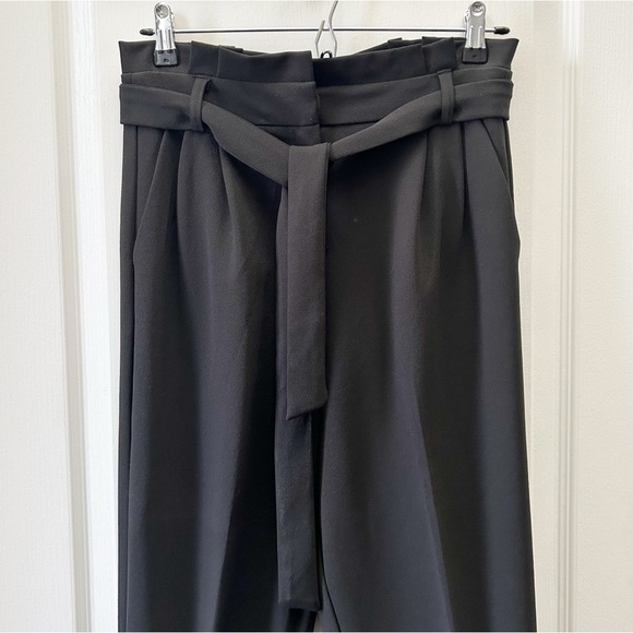 Le Chateau Black High Rise Pleated Tie-Waist Trousers Pants Size 1/2 - Picture 4 of 14